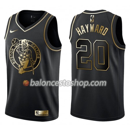 Camiseta Hombre NBA Boston Celtics Gordon Hayward 20 Nike Negro Golden Edition Swingman
